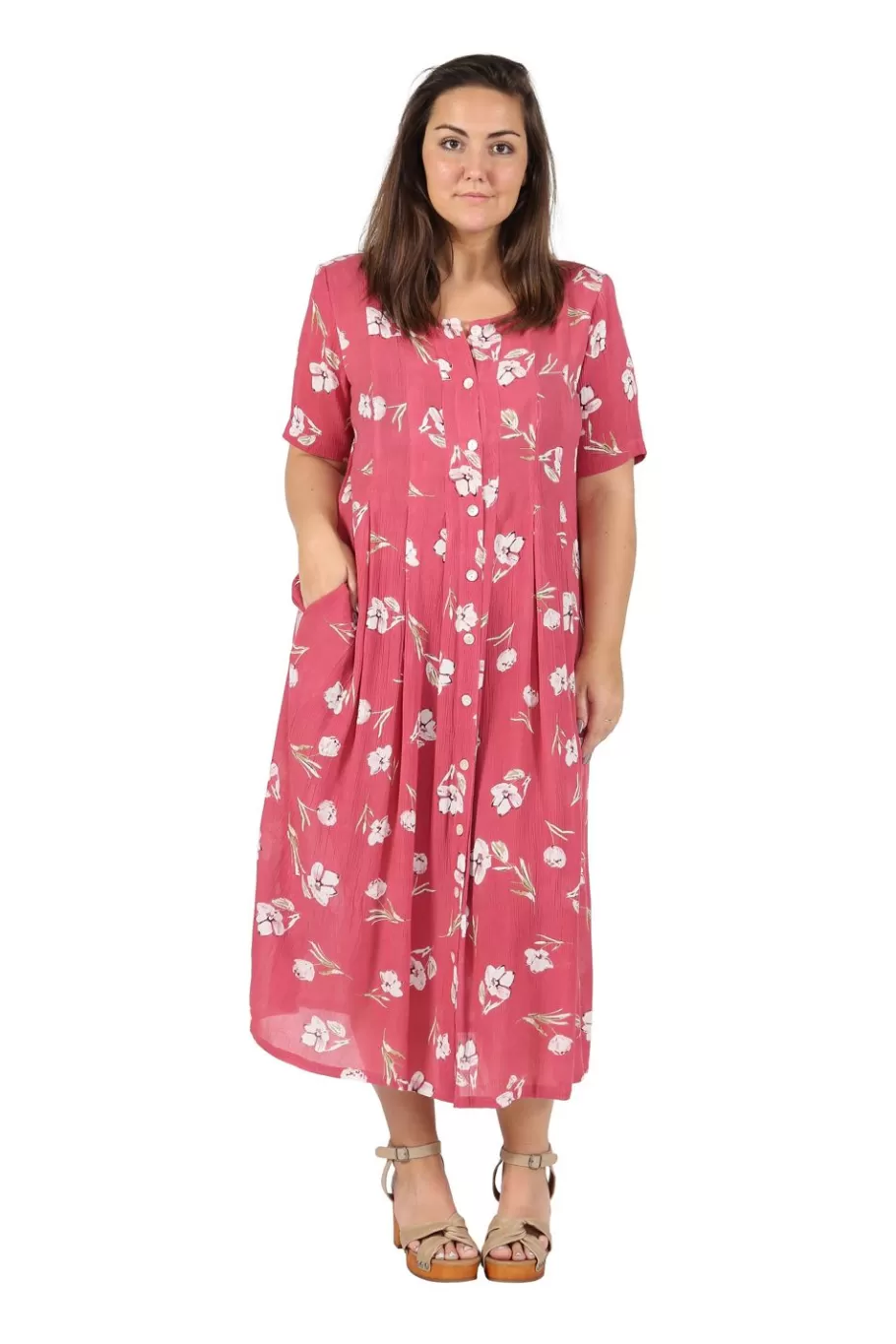 La Cera™ Vestido De Manga Corta Con Botones En La Parte Delantera La Cera De Ta^ Vestidos Plus