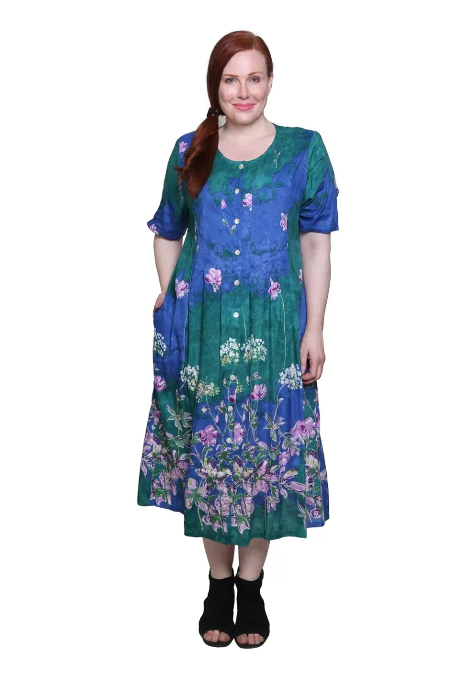 La Cera™ Vestido De Manga Corta Con Botones En La Parte Delantera La Cera De Ta^ Vestidos Plus