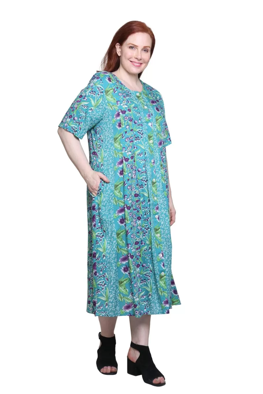 La Cera™ Vestido De Manga Corta Con Botones En La Parte Delantera La Cera De Ta^ Vestidos Plus