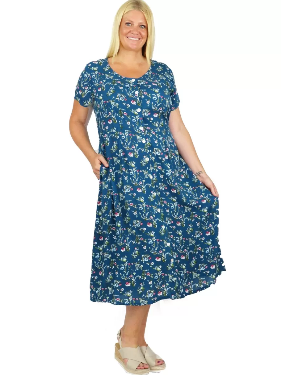La Cera™ Vestido De Manga Corta Con Botones En La Parte Delantera La Cera De Ta^ Vestidos Plus