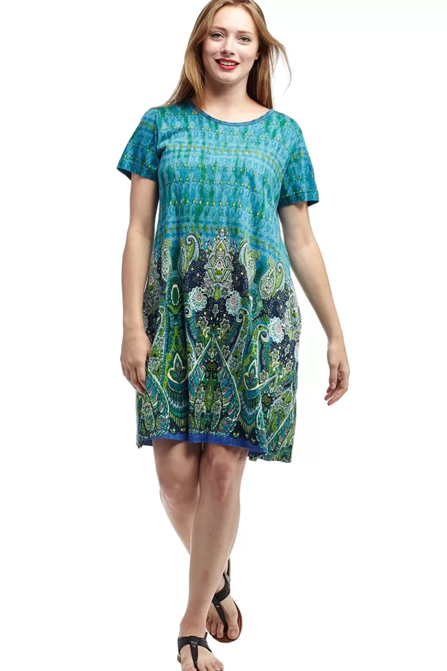 La Cera™ Vestido De Manga Corta Con Estampado De Cachemira Novedad De La Cera^ Vestidos De Punto