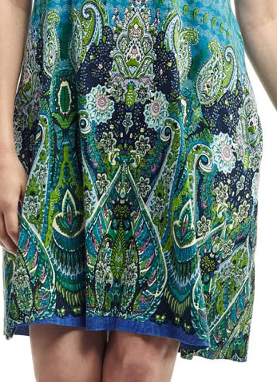 La Cera™ Vestido De Manga Corta Con Estampado De Cachemira Novedad De La Cera^ Vestidos De Punto
