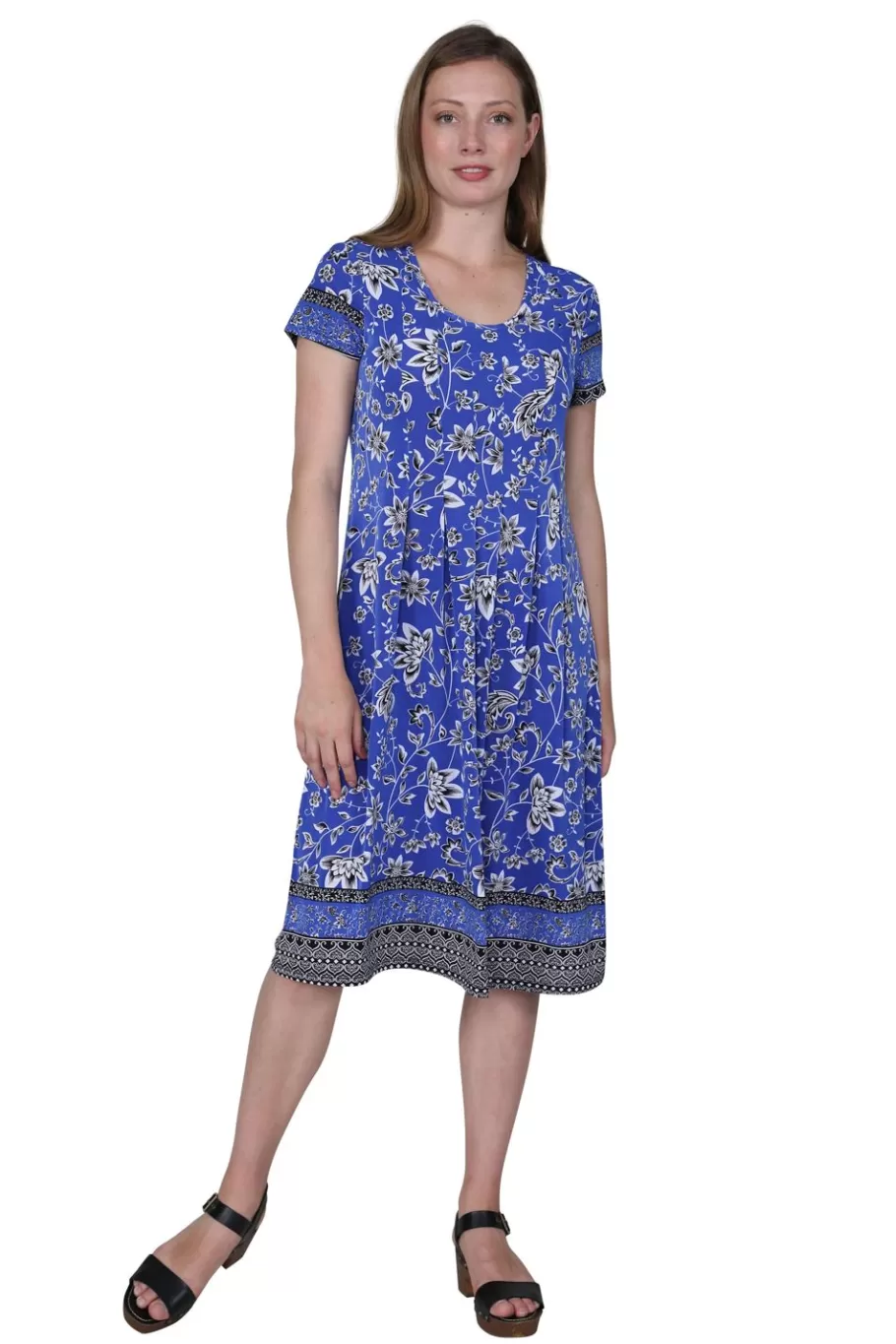La Cera™ Vestido De Manga Corta Con Estampado Floral Y Borde De La Cera^ Vestidos De Punto