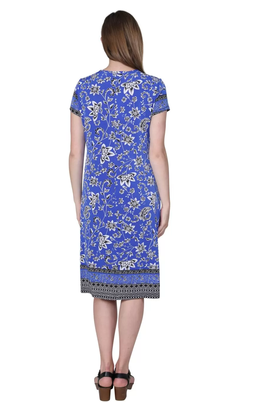 La Cera™ Vestido De Manga Corta Con Estampado Floral Y Borde De La Cera^ Vestidos De Punto