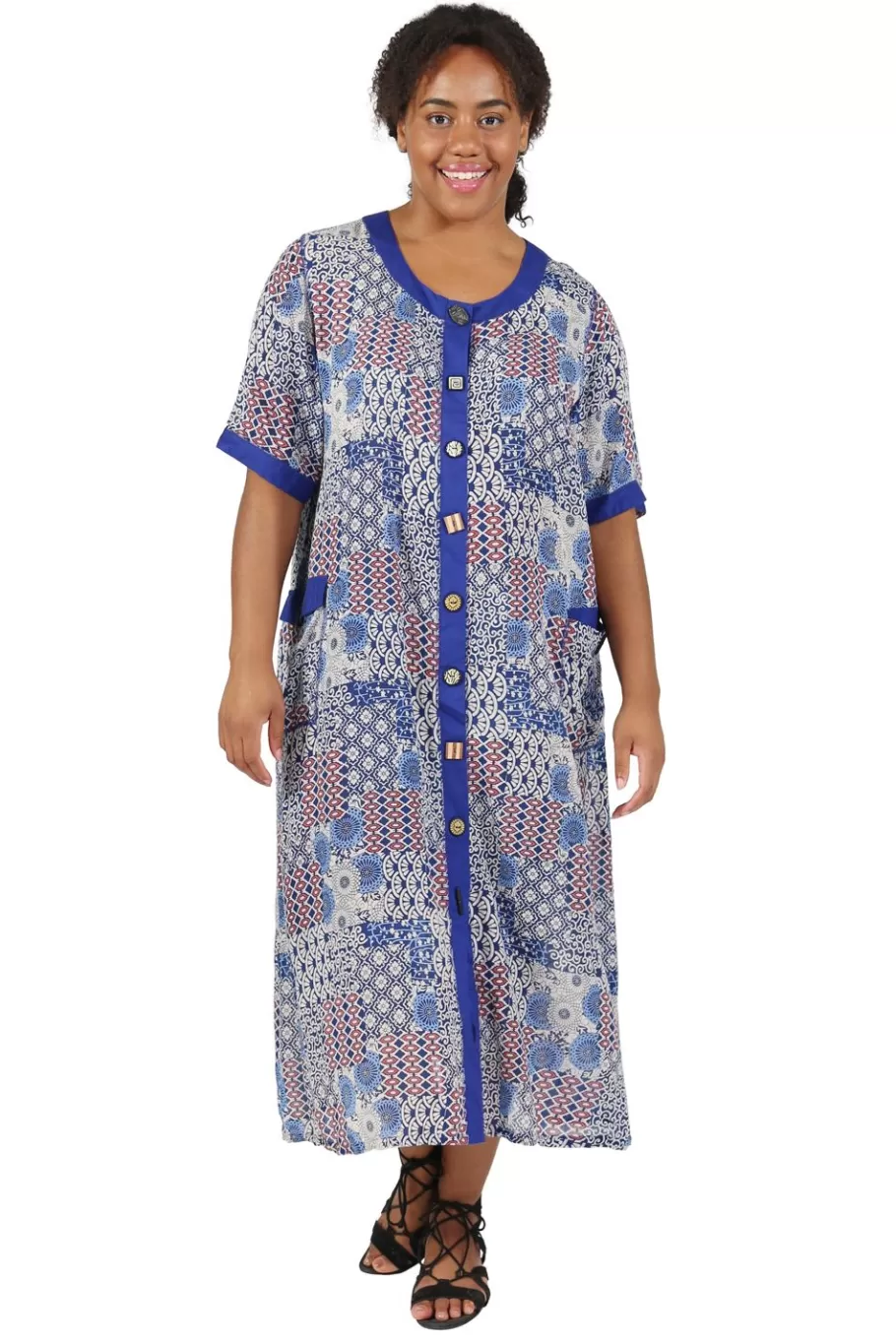 La Cera™ Vestido De Manga Corta De Talla Grande Con Patchwork De La Cera^ Vestidos Plus