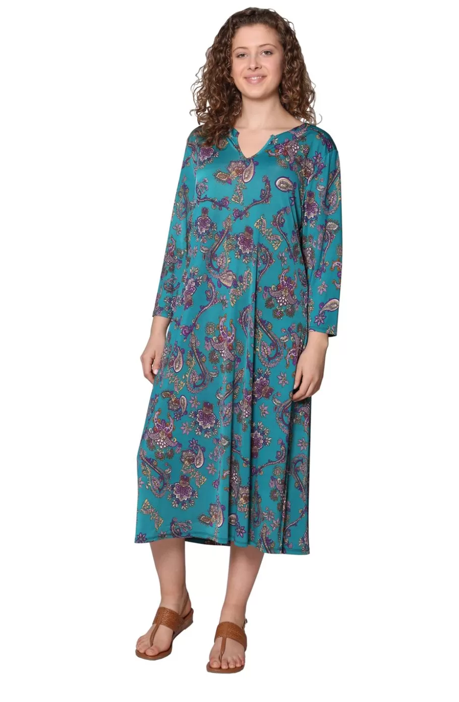 La Cera™ Vestido De Manga Larga Con Estampado Paisley De La Cera^ Vestidos Tejidos