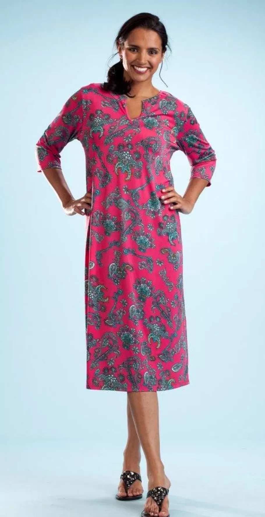 La Cera™ Vestido De Manga Larga Con Estampado Paisley De La Cera^ Vestidos Tejidos