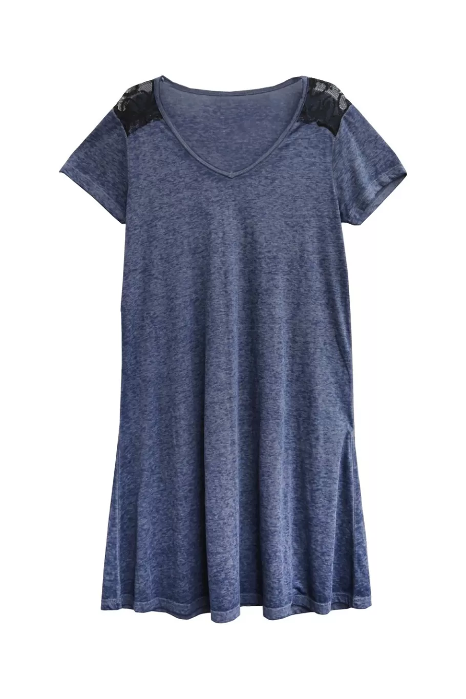 La Cera™ Vestido De Punto Suave Y Flexible De Talla Grande Con Ribete De Encaje^ Más Ropa Cómoda