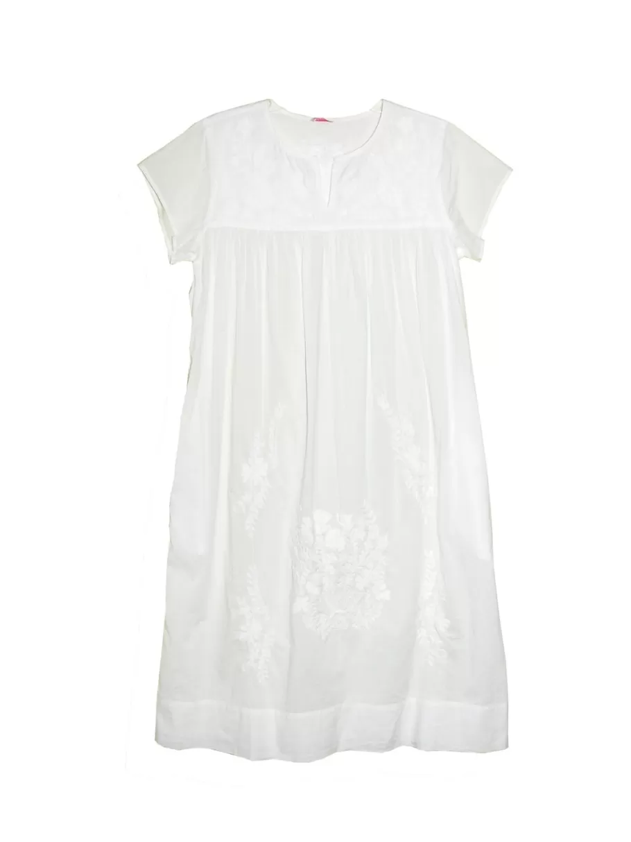 La Cera™ Vestido De Talla Grande Bordado Blanco 100% Algodon^ Más Ropa De Dormir