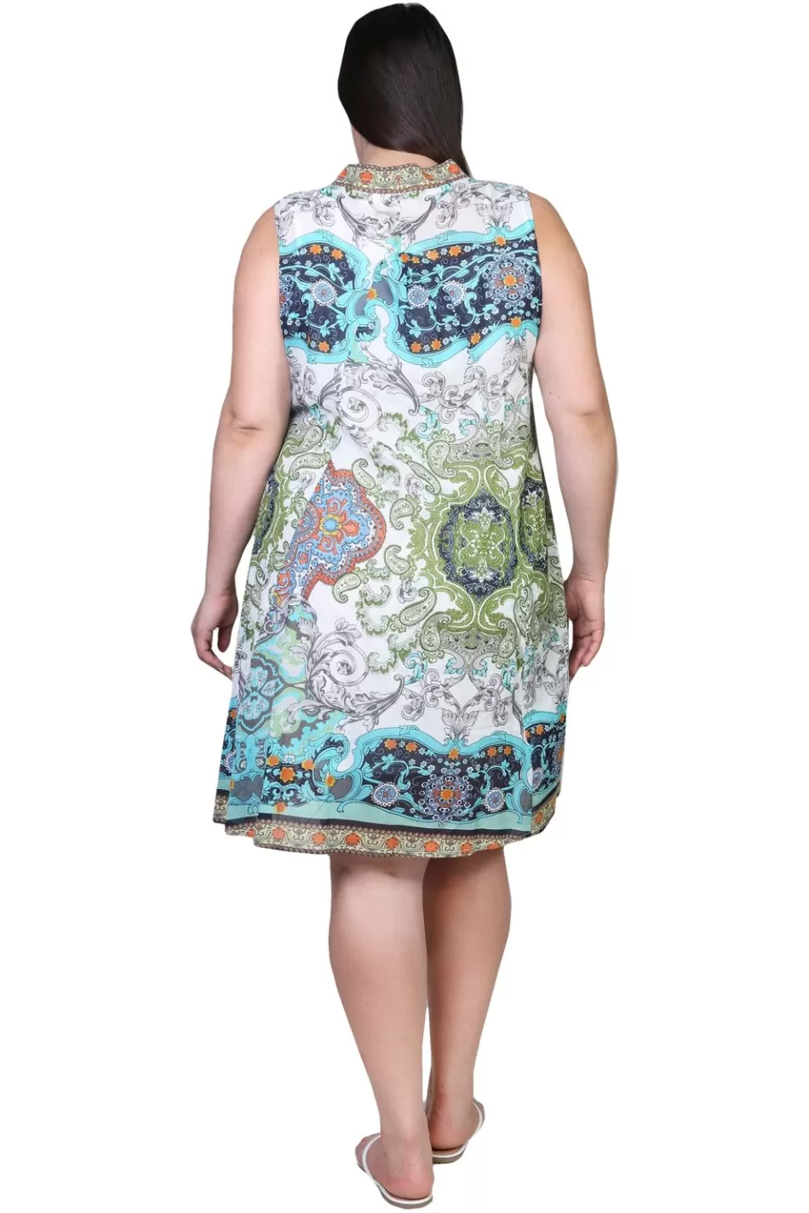 La Cera™ Vestido De Talla Grande Con Estampado De Cachemira Sin Mangas De La Ce^ Vestidos Plus