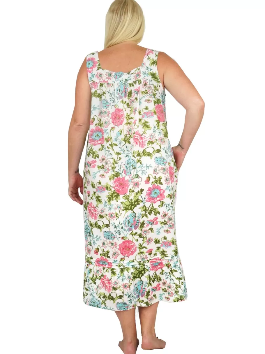 La Cera™ Vestido De Talla Grande Con Estampado De Jardin Ingles, 100 % Algodon,^ Más Ropa De Dormir