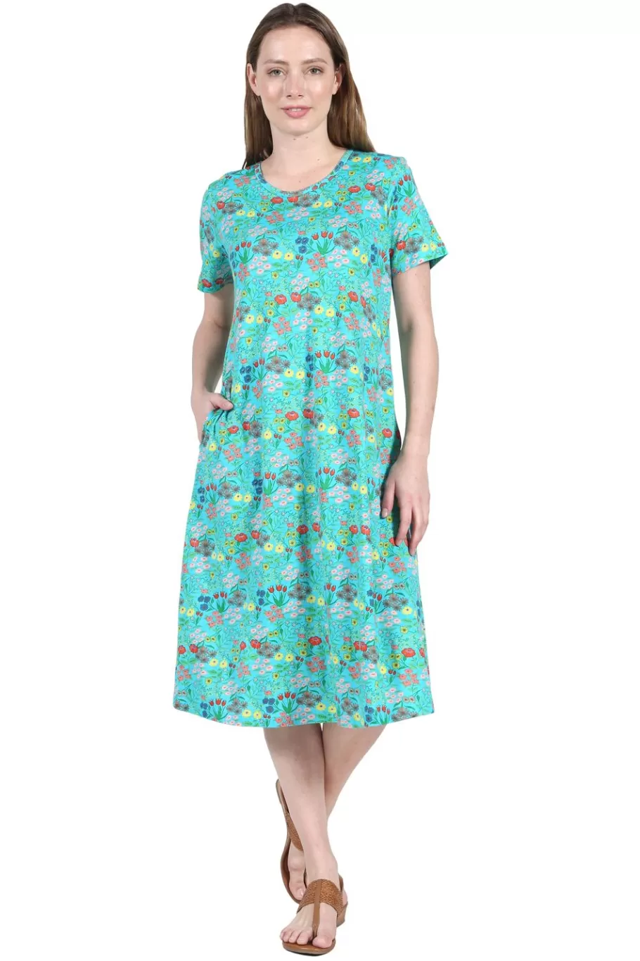 La Cera™ Vestido De Talla Grande De Punto De Jersey De Algodon Con Estampado Ac^ Vestidos Plus
