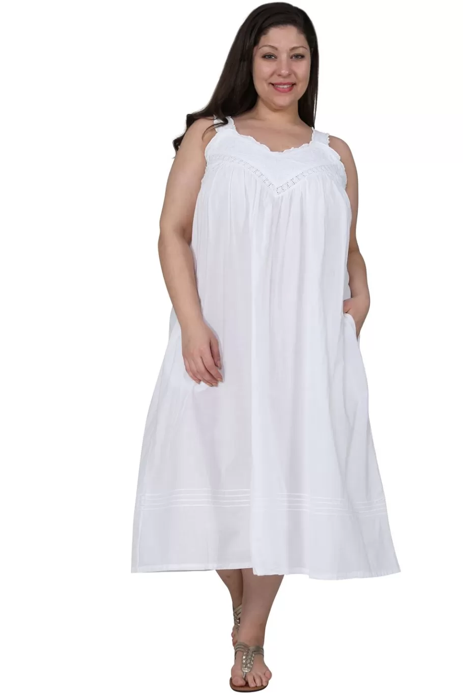 La Cera™ Vestido Estilo Pichi Sin Mangas Con Bordado De Talla Grande La Cera^ Más Ropa De Dormir