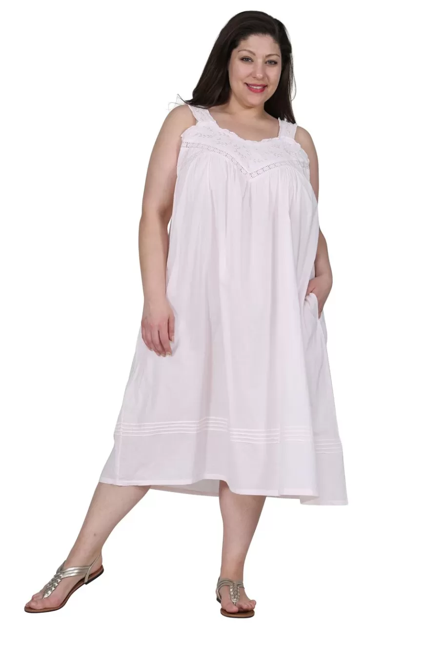La Cera™ Vestido Estilo Pichi Sin Mangas Con Bordado De Talla Grande La Cera^ Más Ropa De Dormir