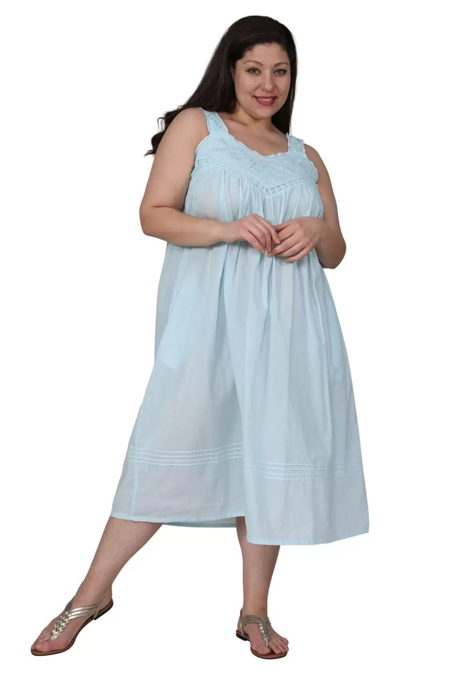 La Cera™ Vestido Estilo Pichi Sin Mangas Con Bordado De Talla Grande La Cera^ Más Ropa De Dormir