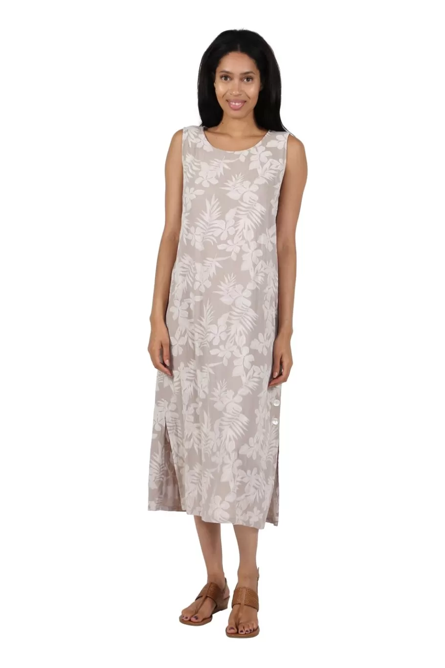 La Cera™ Vestido Evase Con Estampado Floral A Tono, Sin Mangas, De La Cera^ Vestidos Tejidos