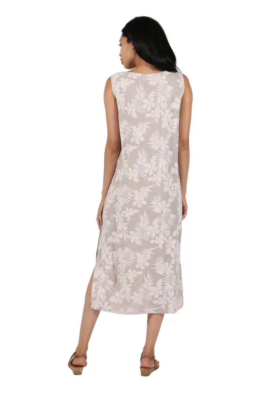 La Cera™ Vestido Evase Con Estampado Floral A Tono, Sin Mangas, De La Cera^ Vestidos Tejidos