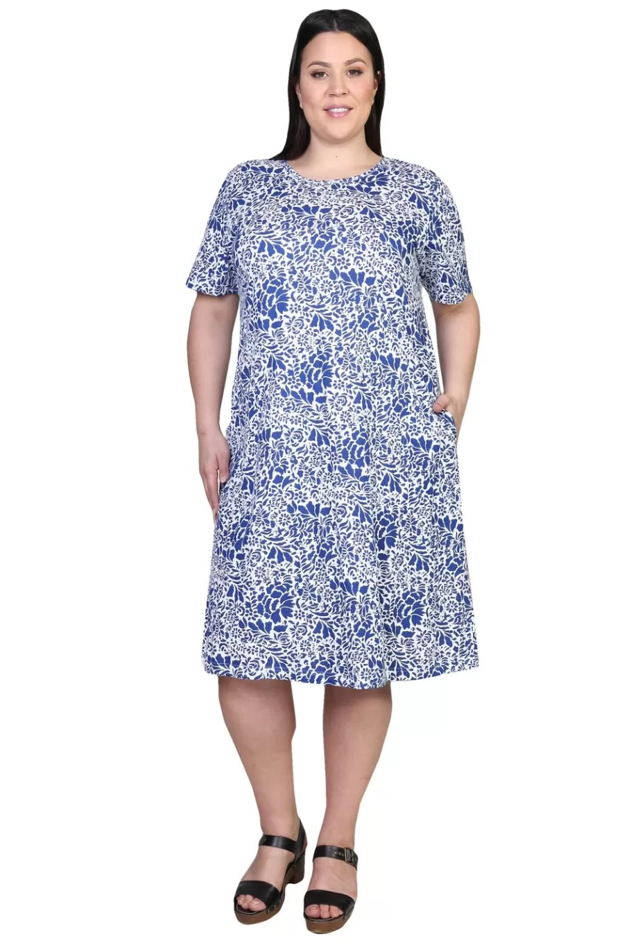 La Cera™ Vestido Evase De Punto De Jersey De Algodon La Cera - Tallas Grandes^ Vestidos Plus