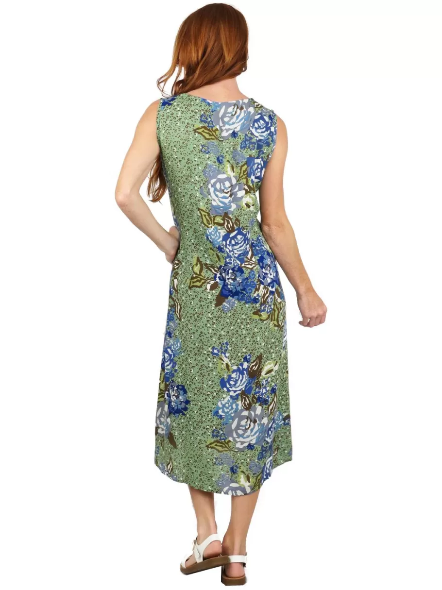 La Cera™ Vestido Floral Artistico Sin Mangas Con Cuello En V La Cera^ Vestidos Tejidos