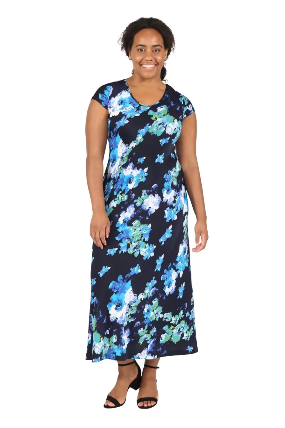 La Cera™ Vestido Largo De Manga Corta Floral De Talla Grande La Cera^ Vestidos Plus