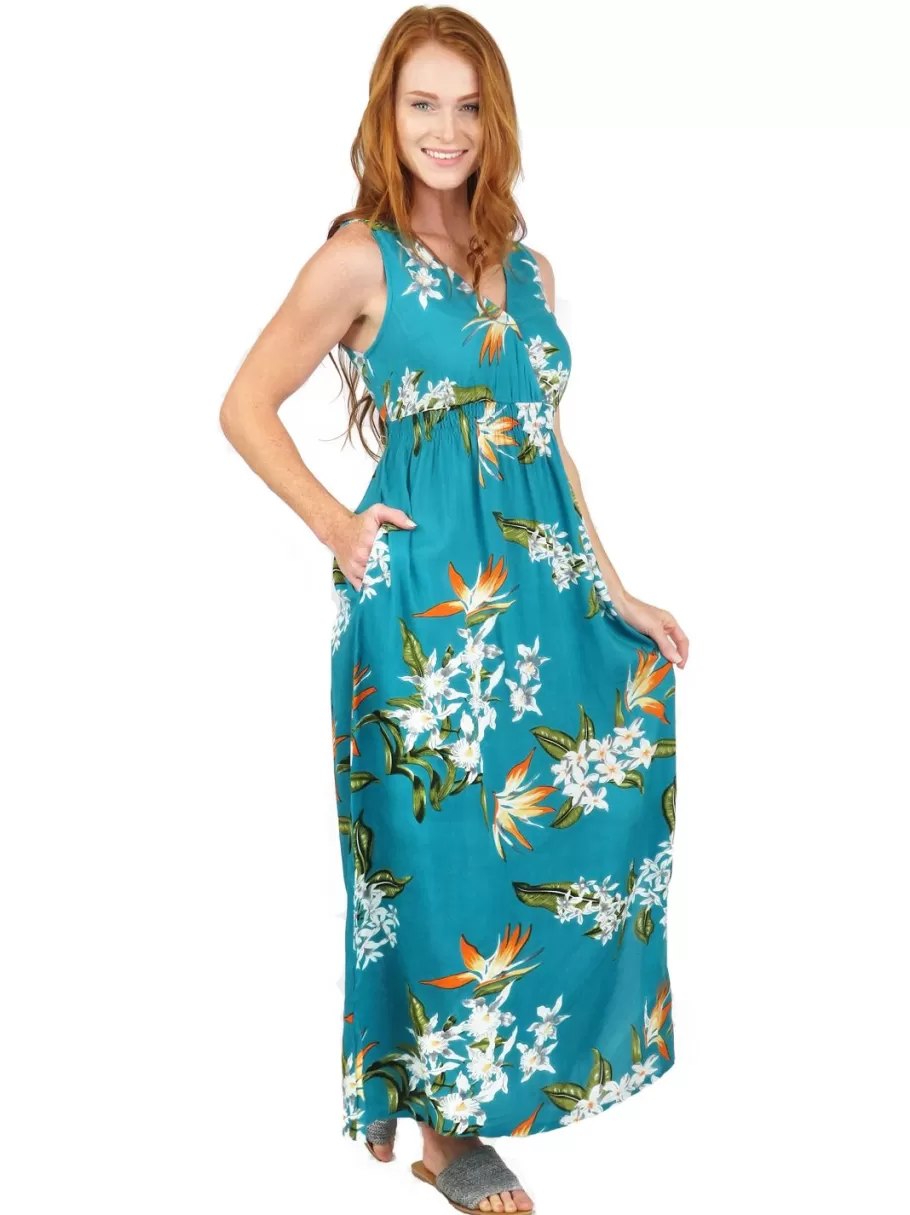 La Cera™ Vestido Largo De Rayon Sin Mangas Con Estampado Floral D^ Vestidos Tejidos