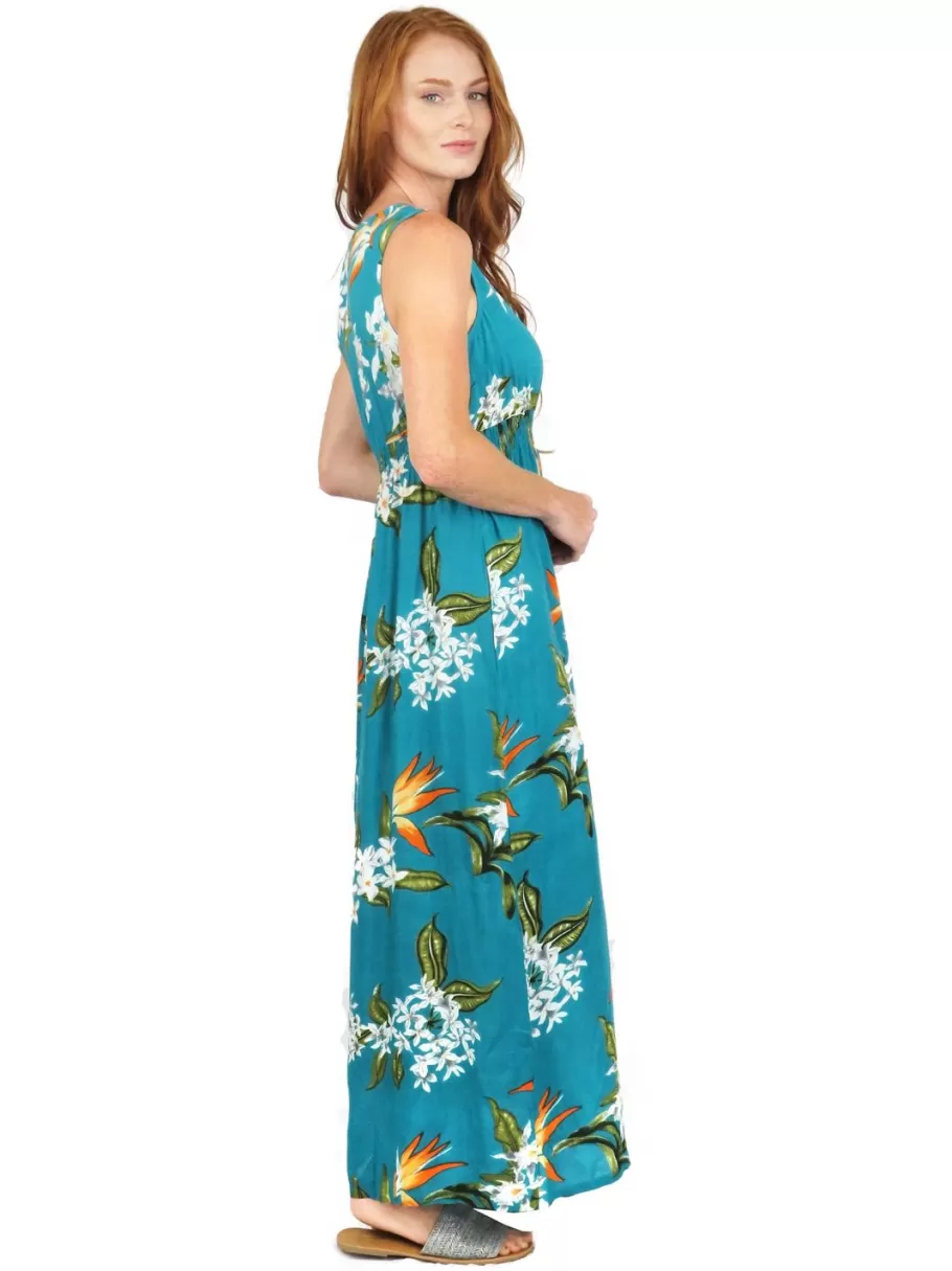 La Cera™ Vestido Largo De Rayon Sin Mangas Con Estampado Floral D^ Vestidos Tejidos