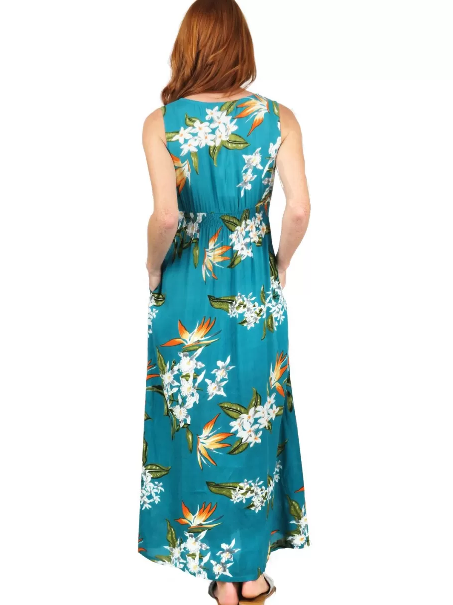 La Cera™ Vestido Largo De Rayon Sin Mangas Con Estampado Floral D^ Vestidos Tejidos