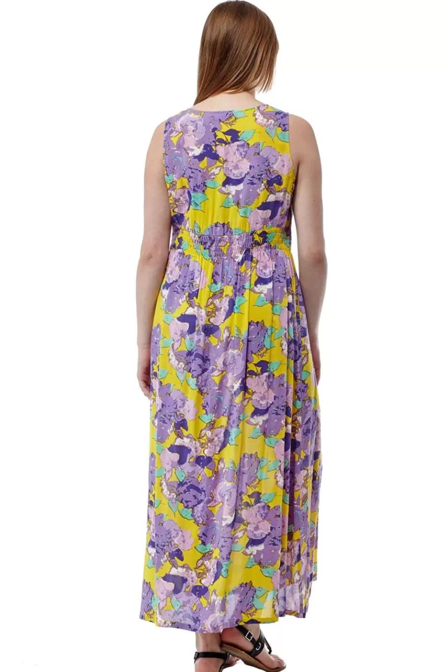 La Cera™ Vestido Largo De Rayon Sin Mangas Con Estampado Floral De La Cera^ Vestidos Tejidos