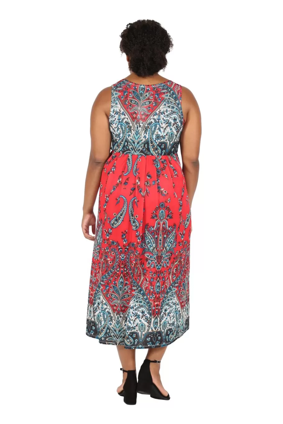 La Cera™ Vestido Largo De Talla Grande Con Estampado De Cachemira Sin Mangas De^ Vestidos Plus