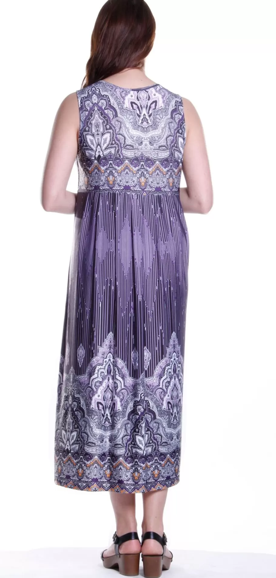 La Cera™ Vestido Largo Estampado Sin Mangas Con Estampado De Borde De La Cera^ Vestidos De Punto