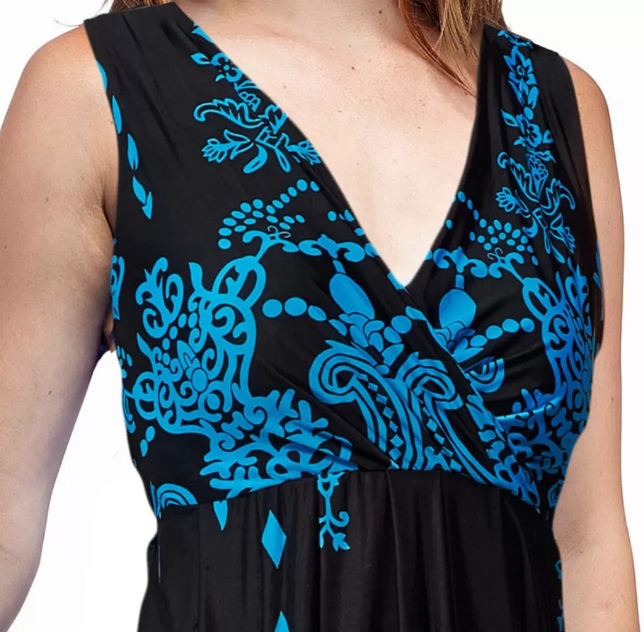 La Cera™ Vestido Largo Estampado Sin Mangas Con Estampado De Paisley En El Bord^ Vestidos De Punto