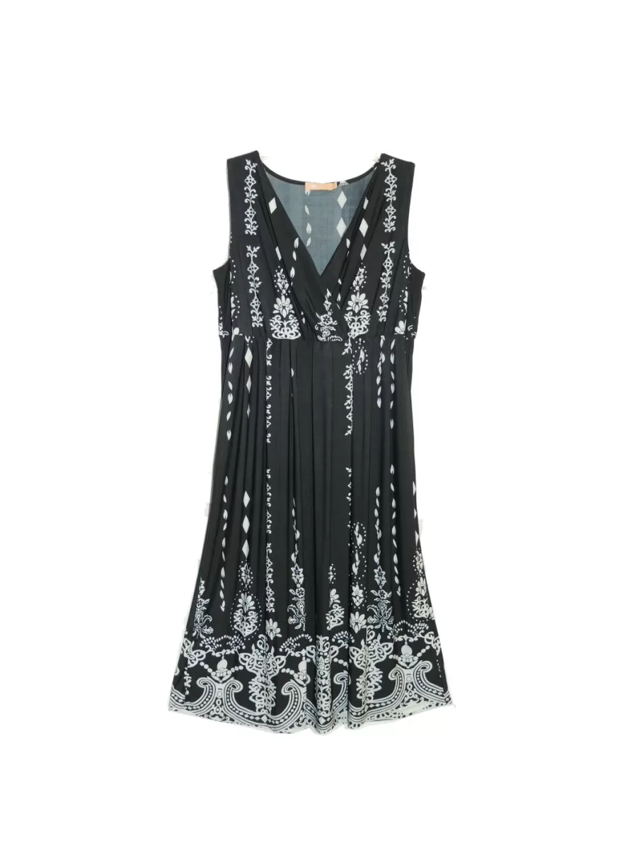 La Cera™ Vestido Largo Estampado Sin Mangas Con Estampado De Paisley En El Bord^ Vestidos De Punto