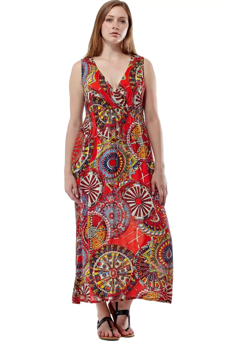 La Cera™ Vestido Largo Sin Mangas Con Cuello En V De La Cera^ Vestidos Tejidos
