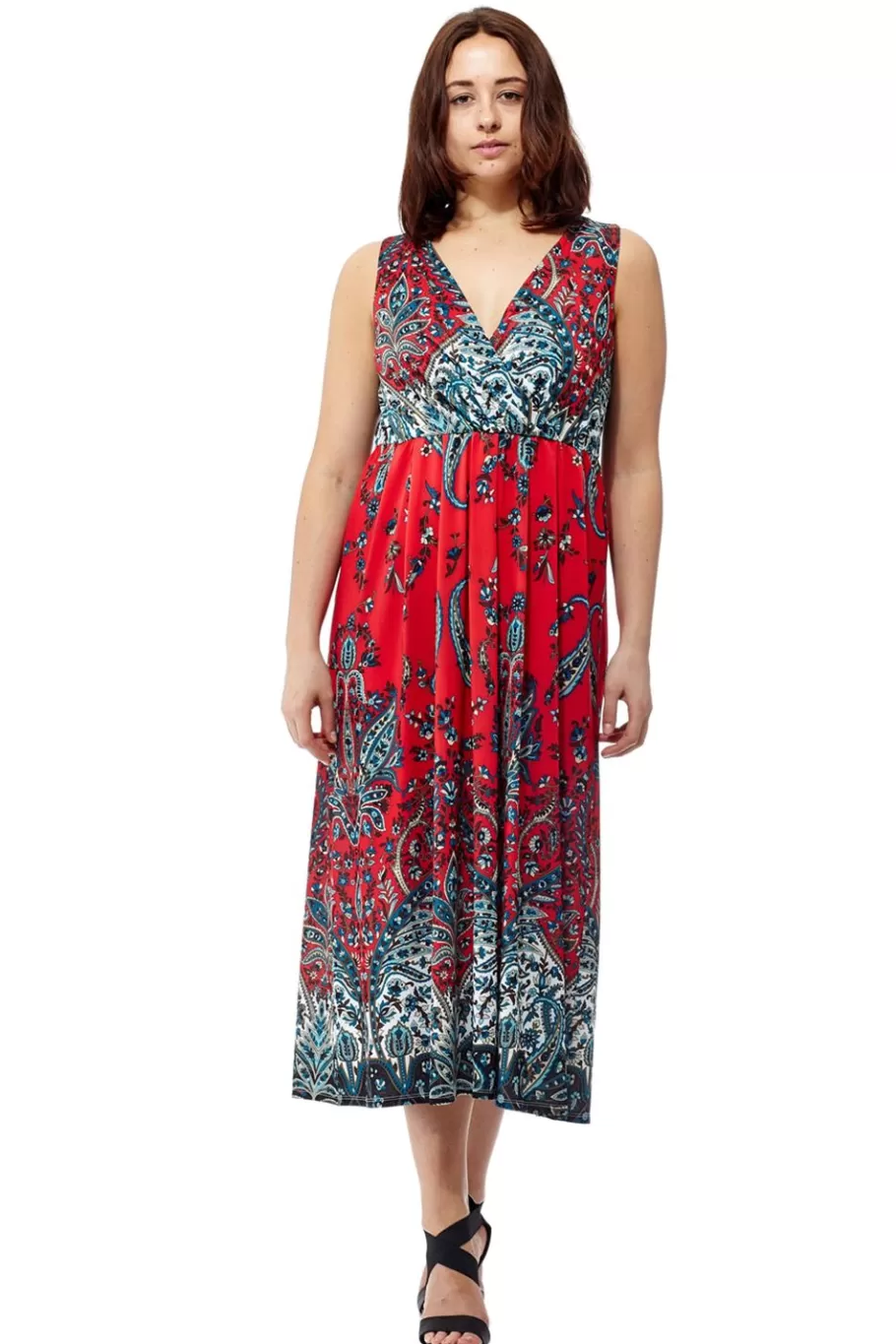 La Cera™ Vestido Largo Sin Mangas Con Estampado De Cachemira De La Cera^ Vestidos De Punto