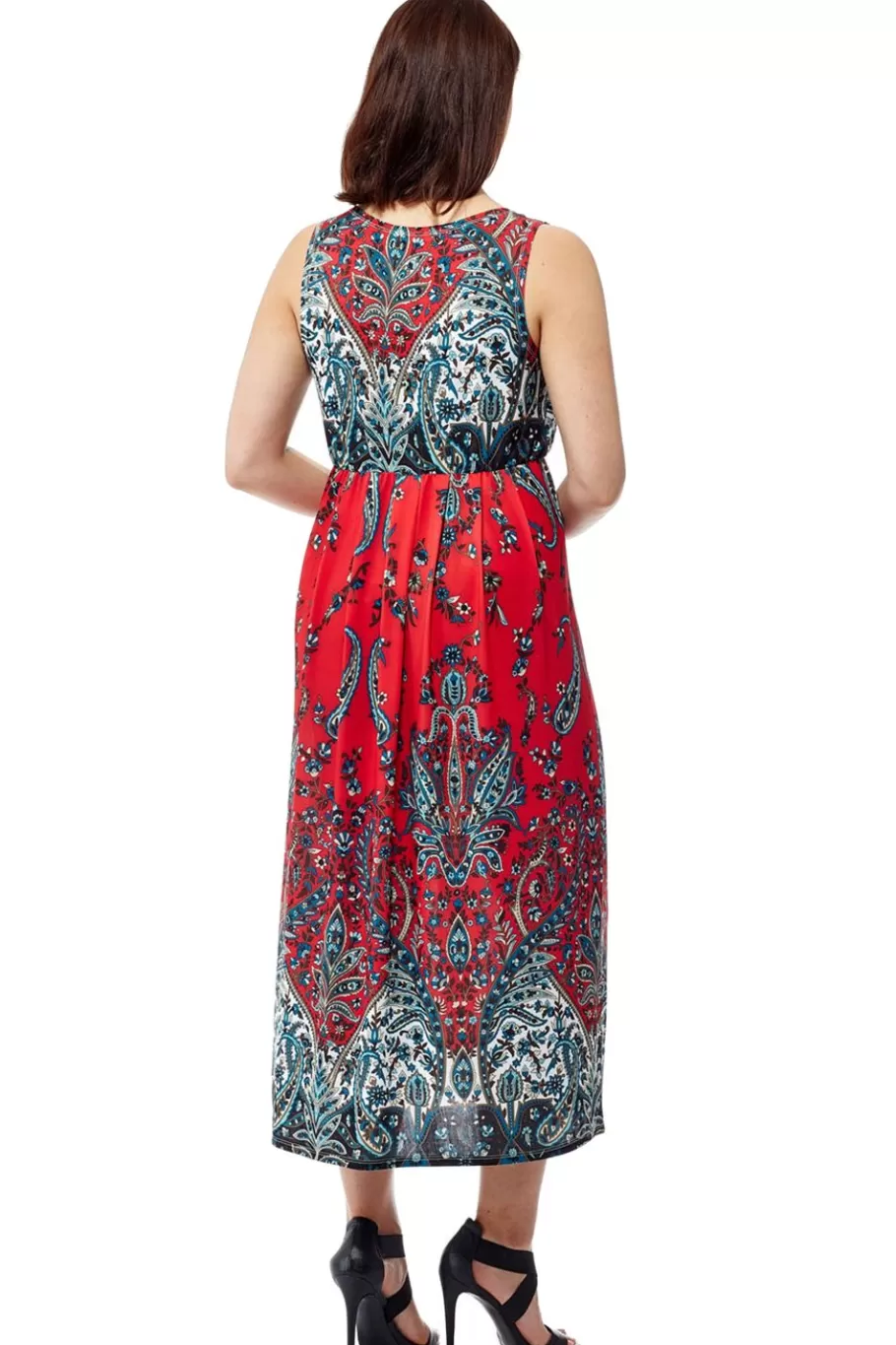 La Cera™ Vestido Largo Sin Mangas Con Estampado De Cachemira De La Cera^ Vestidos De Punto
