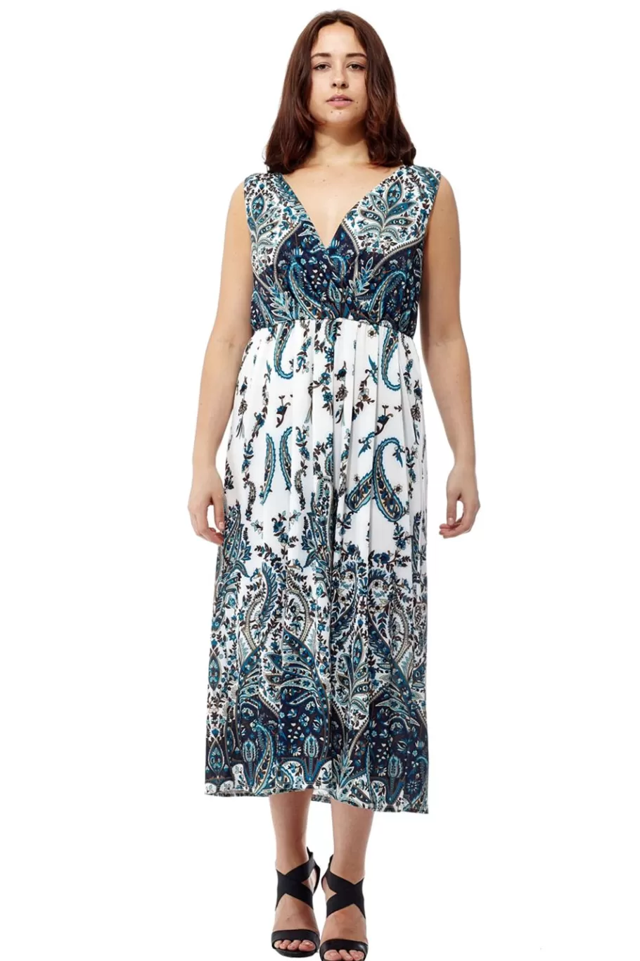 La Cera™ Vestido Largo Sin Mangas Con Estampado De Cachemira De La Cera^ Vestidos De Punto