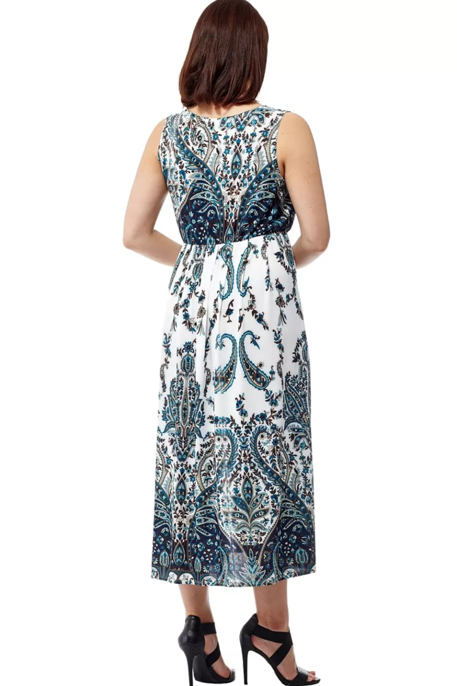La Cera™ Vestido Largo Sin Mangas Con Estampado De Cachemira De La Cera^ Vestidos De Punto