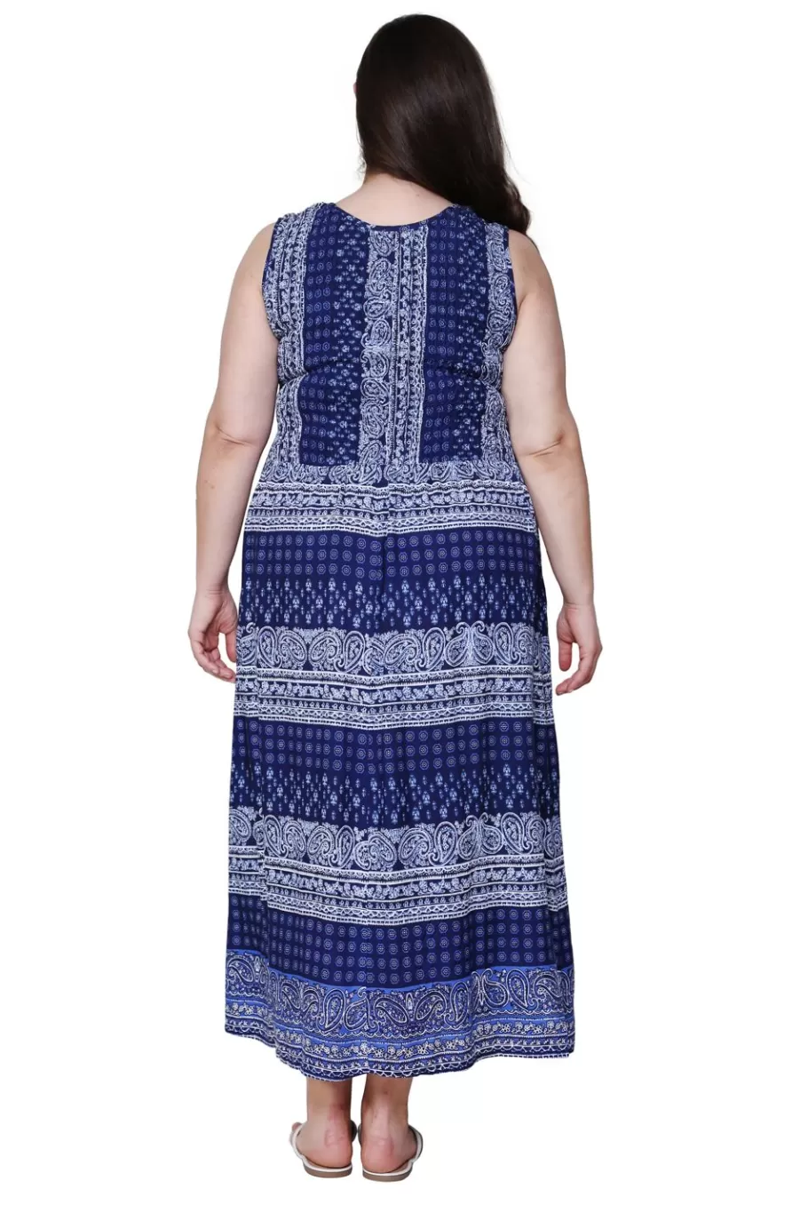 La Cera™ Vestido Largo Sin Mangas De Talla Grande En Paisley De La Cera^ Vestidos Plus
