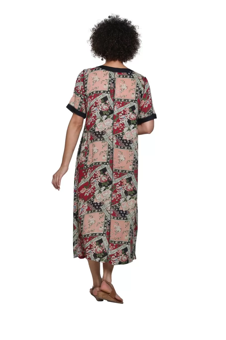 La Cera™ Vestido Patchwork De Manga Corta Oxido La Cera^ Vestidos Tejidos