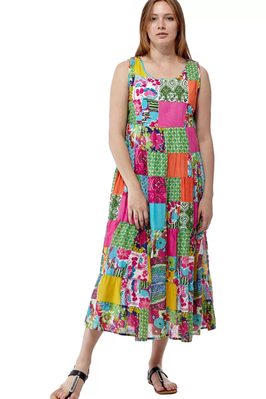 La Cera™ Vestido Patchwork Multicolor La Cera^ Vestidos Tejidos