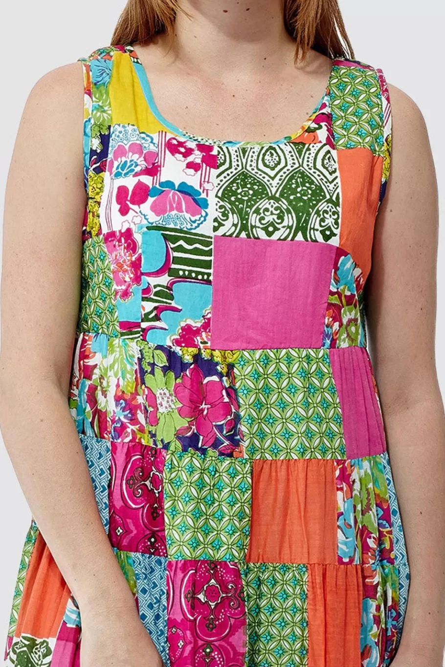 La Cera™ Vestido Patchwork Multicolor La Cera^ Vestidos Tejidos