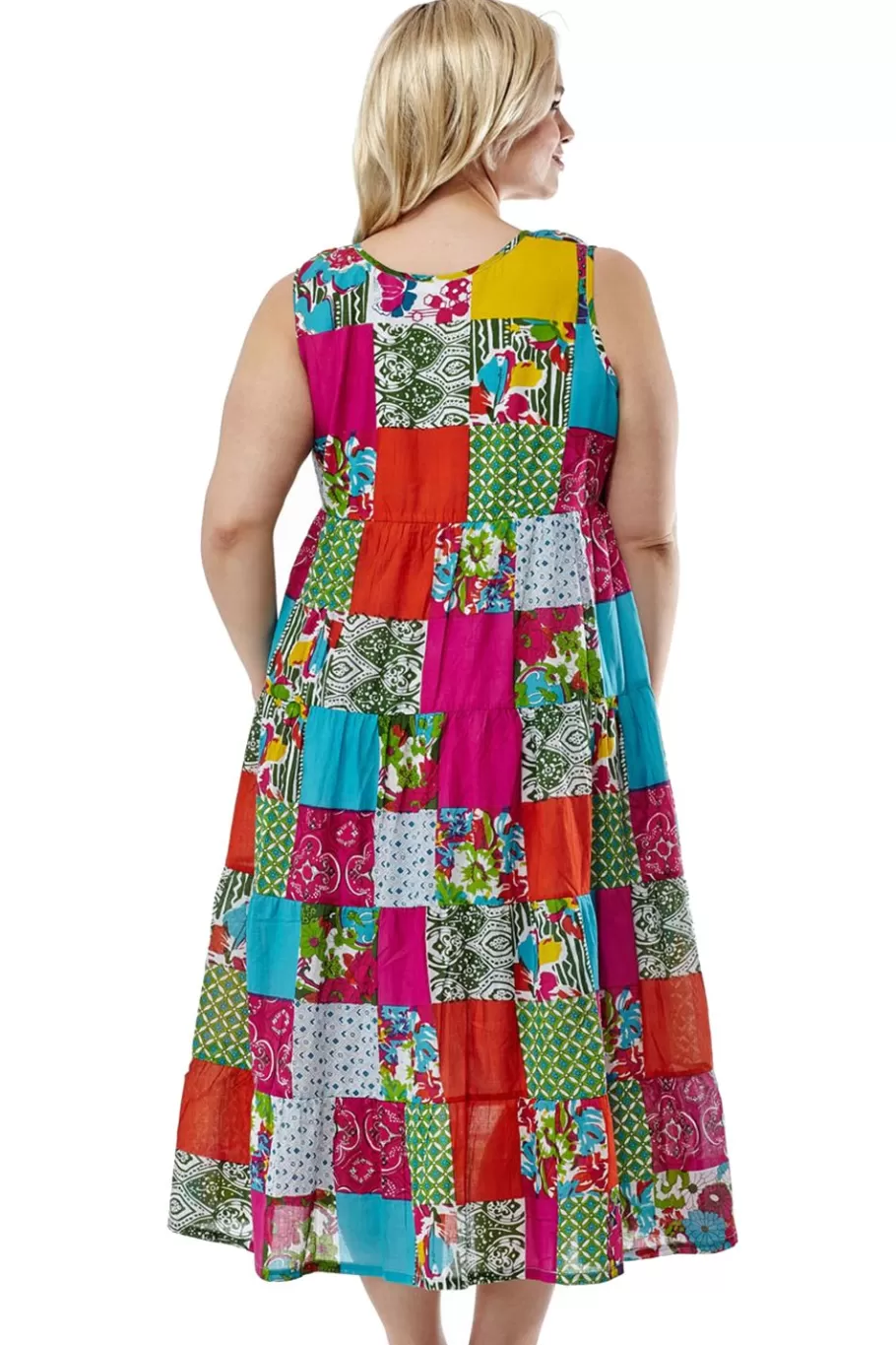 La Cera™ Vestido Patchwork Multicolor Talla Grande La Cera^ Vestidos Plus