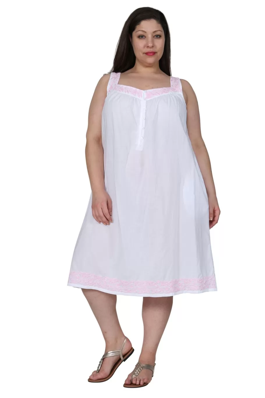 La Cera™ Vestido Sin Mangas Con Bordado En Contraste De Talla Grande De La Cera^ Más Ropa De Dormir