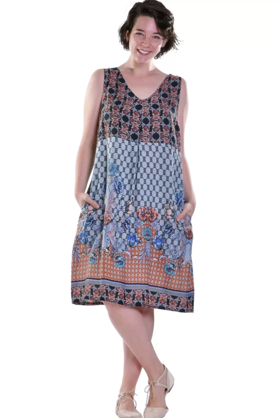 La Cera™ Vestido Sin Mangas Con Estampado Multicolor La Cera^ Vestidos Tejidos