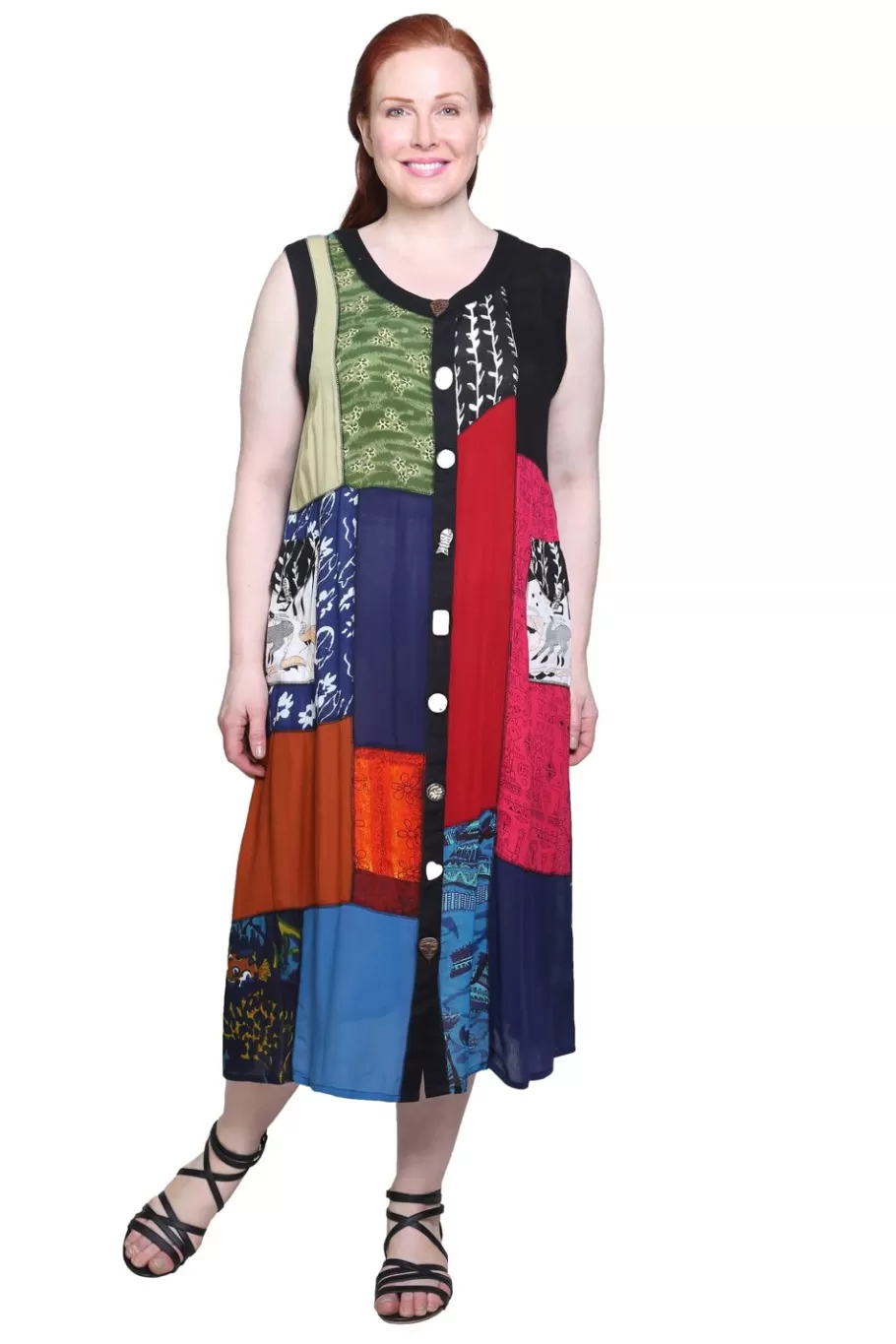 La Cera™ Vestido Sin Mangas De Talla Grande Con Estampado Multiple De La Cera^ Vestidos Plus