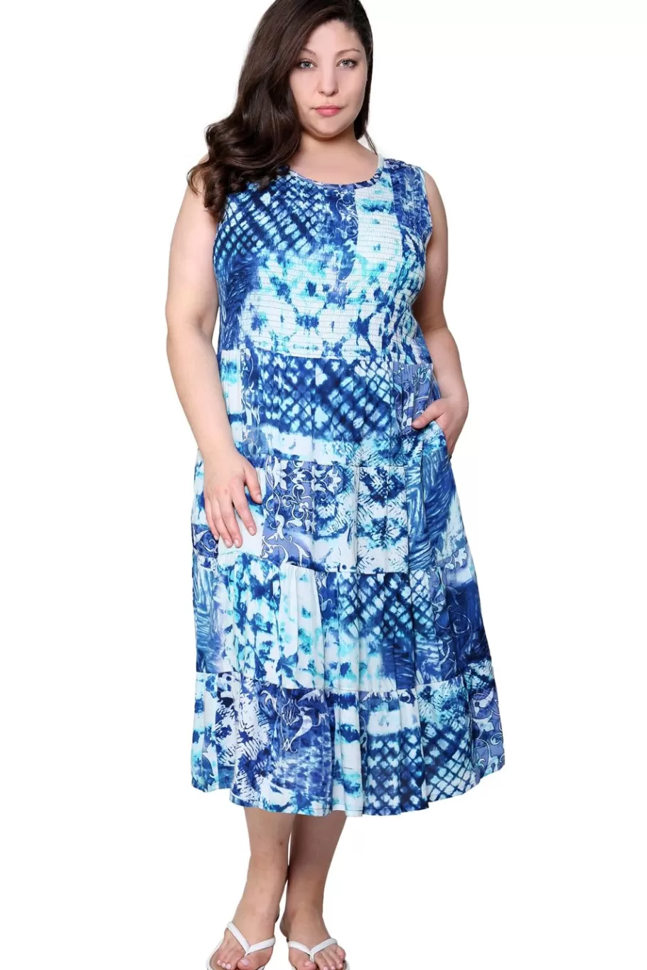 La Cera™ Vestido Sin Mangas De Talla Grande Con Tenido Anudado De La Cera^ Vestidos Plus