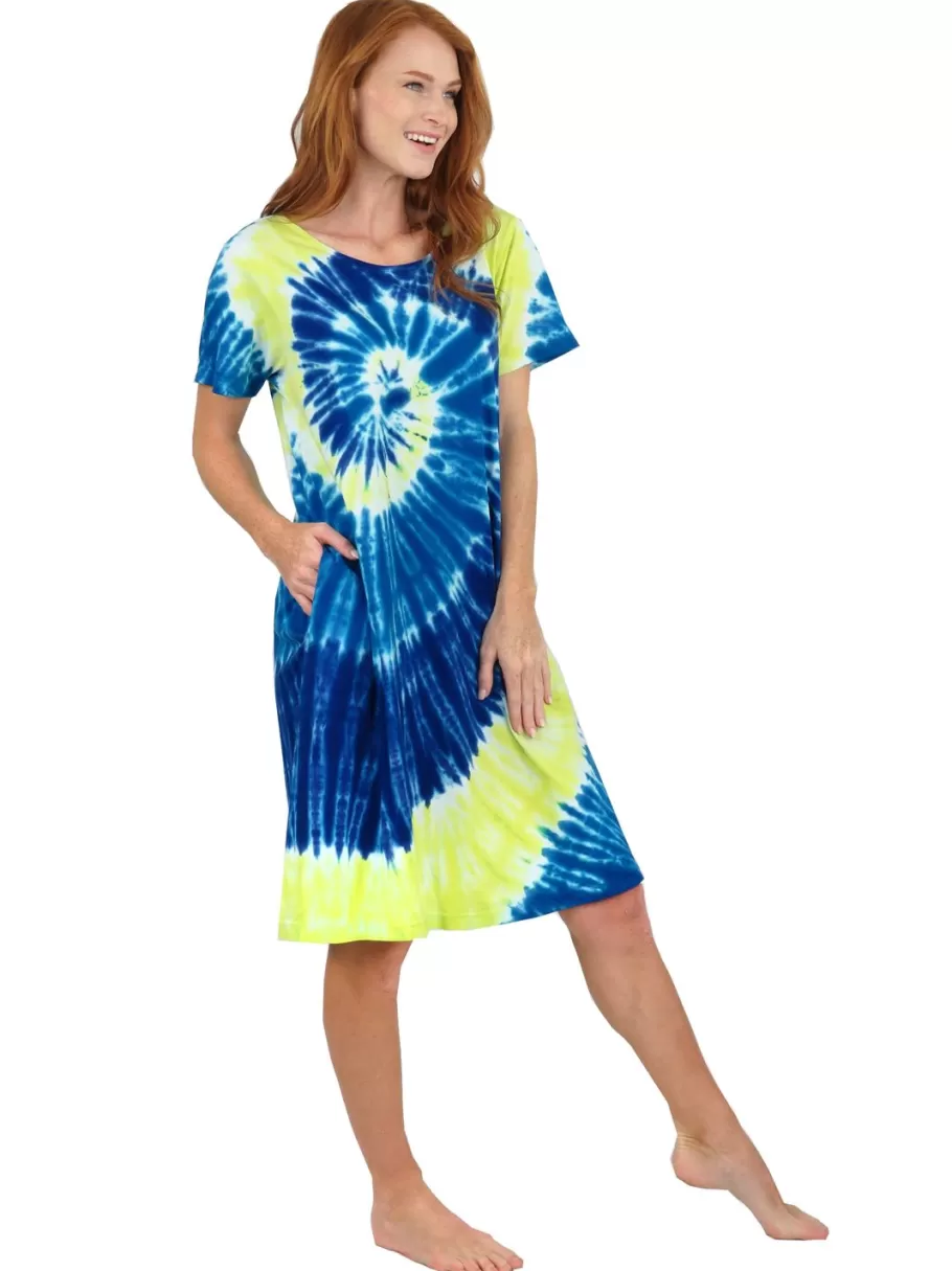 La Cera™ Vestido Tie-Dye De Manga Corta De Punto De Algodon La Cera^ Vestidos De Punto