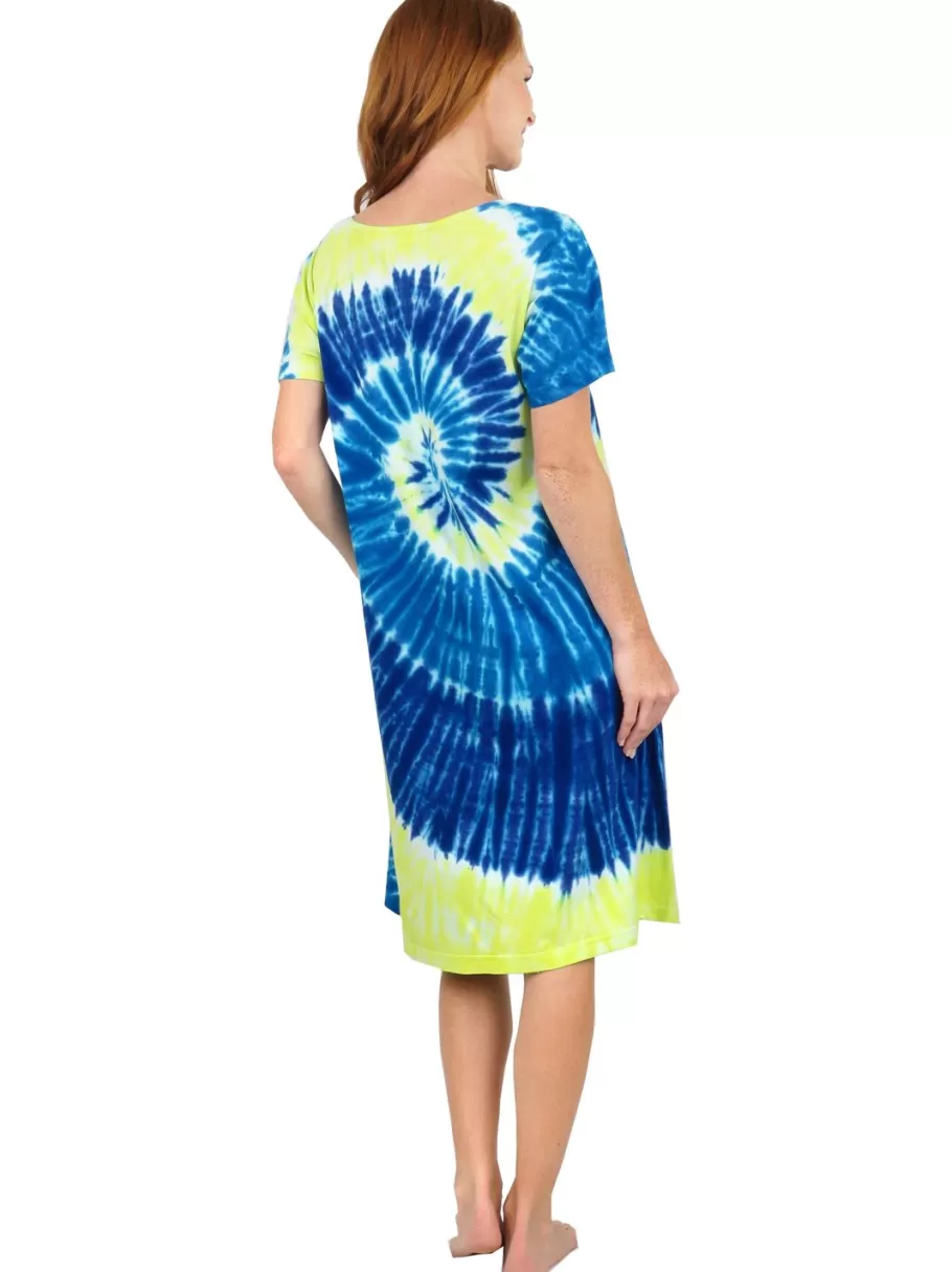 La Cera™ Vestido Tie-Dye De Manga Corta De Punto De Algodon La Cera^ Vestidos De Punto