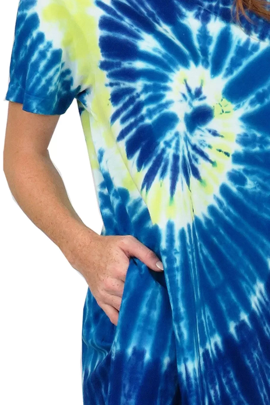 La Cera™ Vestido Tie-Dye De Manga Corta De Punto De Algodon La Cera^ Vestidos De Punto
