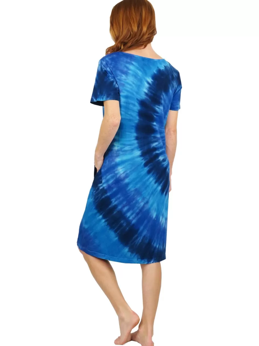 La Cera™ Vestido Vaquero Con Efecto Tie-Dye Y Manga Corta De Punto De Algodon L^ Vestidos De Punto